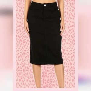 Black denim skirt
